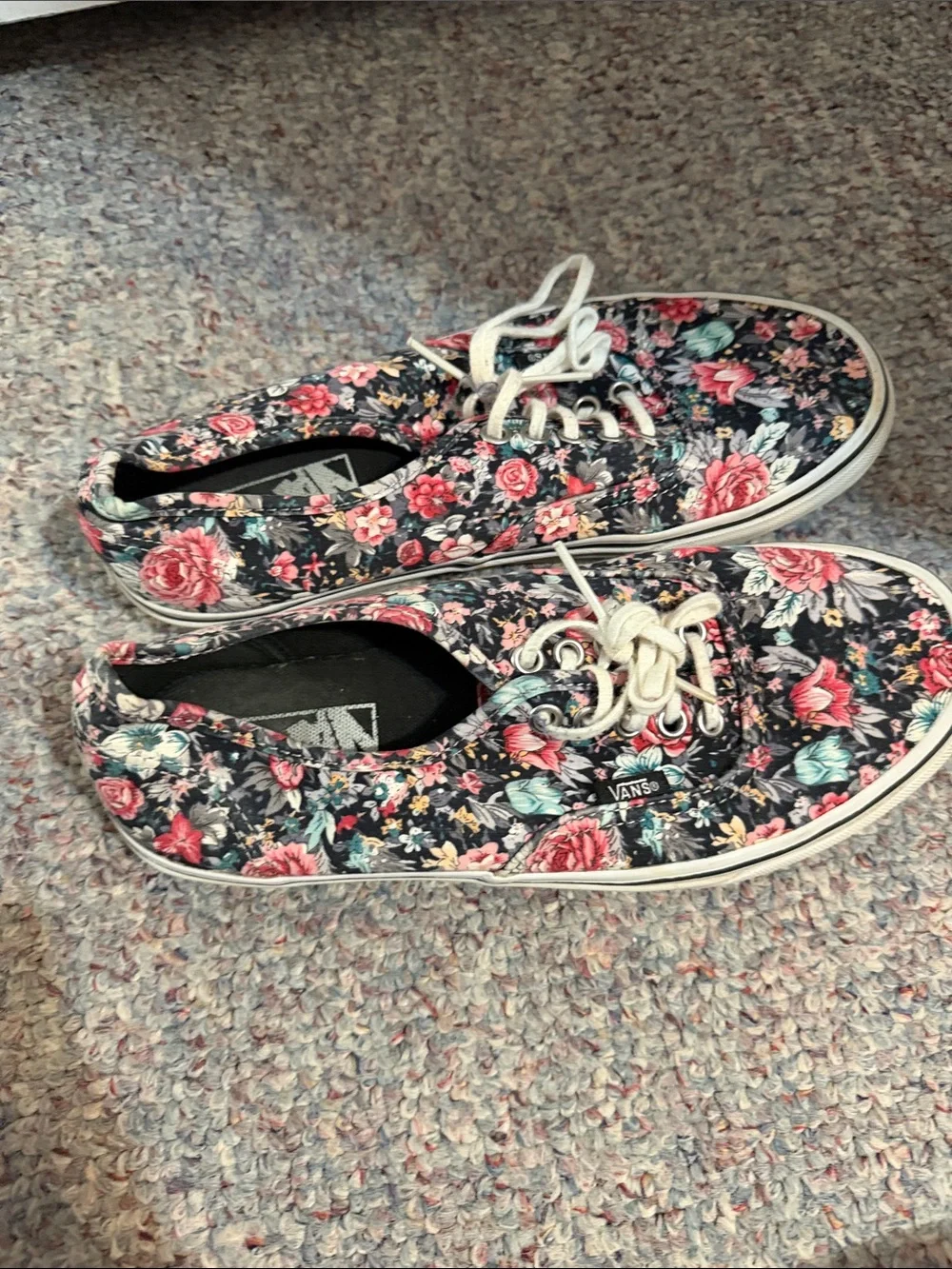 Vans Black Floral Canvas Lace-Up Sneakers - Multi